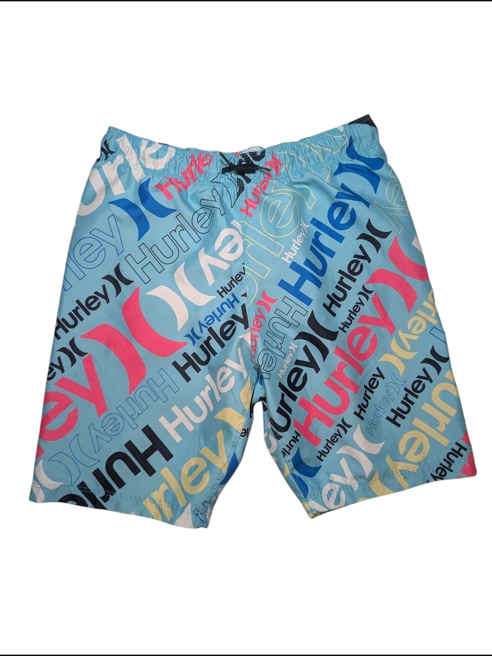 Hurley Boy Med. Logo Print Swim Boardshorts Light Blue Black Pink